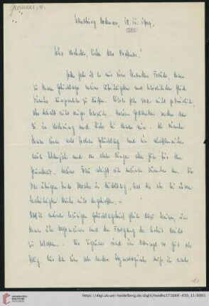 Brief von Heinrich Gwinner an Gustav Radbruch