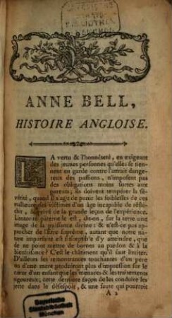 Anne Bell : histoire angloise