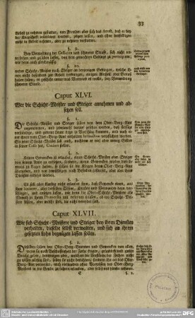 Caput XLVI. Wer die Schicht-Meister und Steiger annehmen und absetzen soll