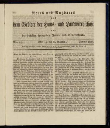 Nro. 41. (Nr. 19. des II. Bandes.) Junius 1826.
