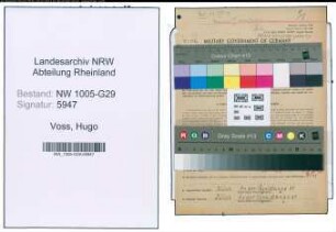 Entnazifizierung Hugo Voss , geb. 30.10.1893 (Werkfuehrer)