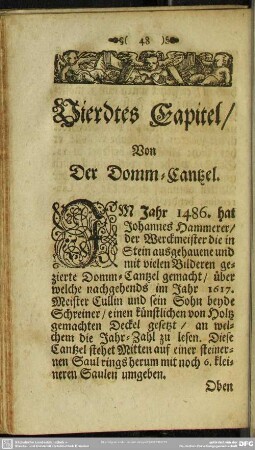 Vierdtes Capitel, Von der Domm-Cantzel