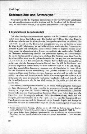 Satzbaupläne und Satzanalyse