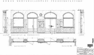 Freudenstadt Hbf: Umbau Empfangsgeb., Schalterhalle, Wandansicht gegen den Hausbahnsteig Empfangsgeb.