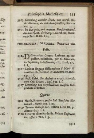 Philologica, Oratoria, Poetica etc.