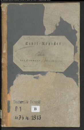 Zivilstandsregister der katholischen Gemeinde Bredenborn, Kreis Höxter (GHT 1813) (Gemeinde: Katholische Gemeinde Bredenborn)