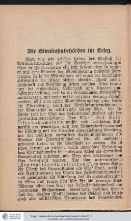 Die Eisenbahnbehörden im Krieg