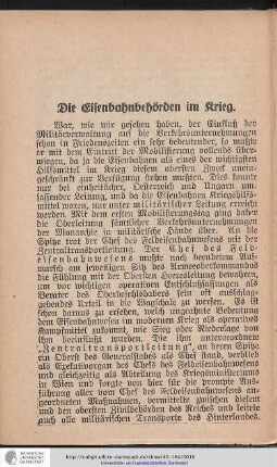 Die Eisenbahnbehörden im Krieg