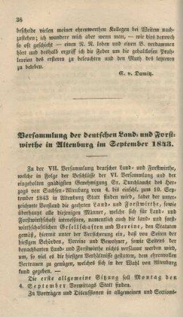 Versammlung der deutschen Land- und Forstwirthe in Altenburg im September 1843.