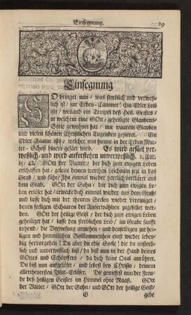 Einsegnung.