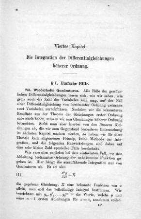 Viertes Kapitel. Die Integration der Differentialgleichungen höherer Ordnung.