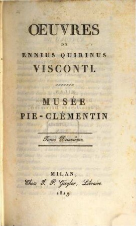 Oeuvres de Ennius Quirinus Visconti : Musée Pie-Clementin. 2