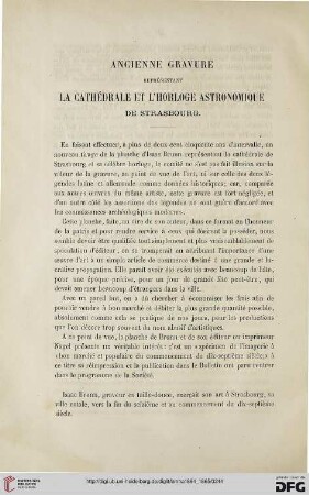 2.Ser. 3.1864/65: Ancienne gravure représentant la cathédrale et l'horloge astronomique de Strasbourg