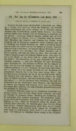 114. Der Zug der Verbündeten nach Paris, 1814