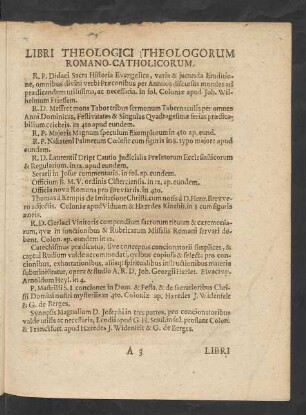 Libri Theologici Theologorum Romano-Catholicorum.