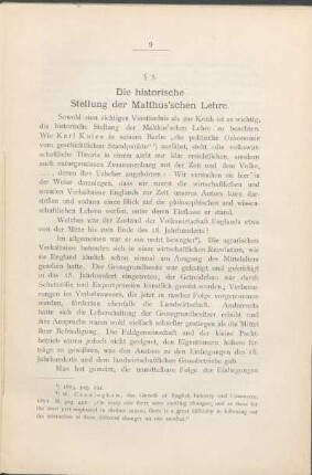 § 3. Die historische Stellung der Malthus'schen Lehre.