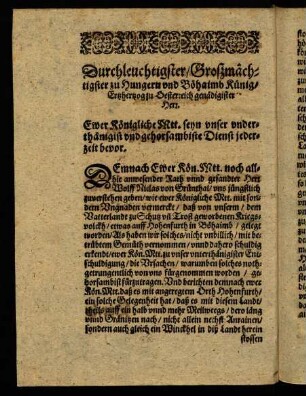 I4v-K3v, Durchleuchtigster, Großmächtigster zu Hungern und Böhaimb Künig...