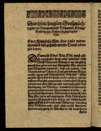 I4v-K3v, Durchleuchtigster, Großmächtigster zu Hungern und Böhaimb Künig...