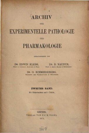 Archiv für experimentelle Pathologie und Pharmakologie. 2. 1874