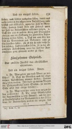 Fünfzehntes Gespräch: Der zwölfte Artikel des christlichen Glaubens