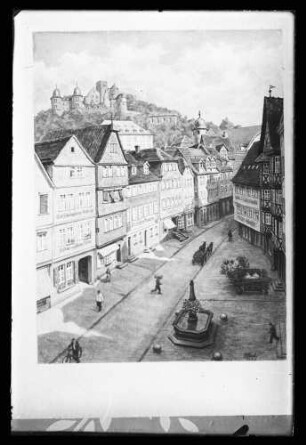 Blick über den Marktplatz zur Burg