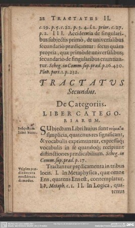 Tractatus Secundus. De Categoriis