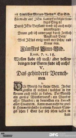 Fünfftes Sinn-Bild. Das gehinderte Vornehmen.