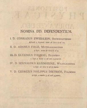 Nomina DD. defendentium.