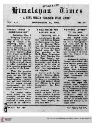 No. XIII (13 November 1960)