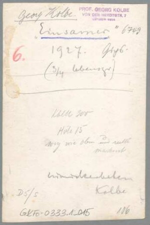 Der Einsame, Entwurf, 1927, Gips