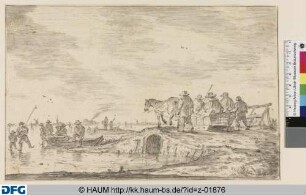 Pferdeschlitten auf Kanalbrücke