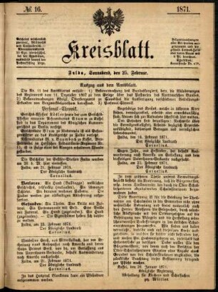 Ausgabe vom Samstag, den 25. Februar 1871.