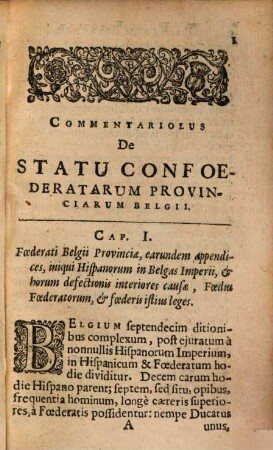 Commentariolus de statu confoederatarum provinciarum Belgii