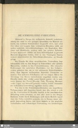 Die Schwefelsäure-Fabrication