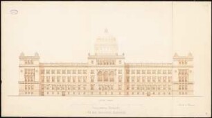 Reichstag, Berlin Erster Wettbewerb: Aufriss Rückansicht