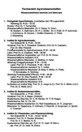 Fachbereich Agrarwissenschaften