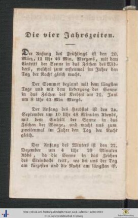 Die vier Jahrszeiten.