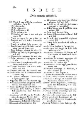 Indice delle materie principali.