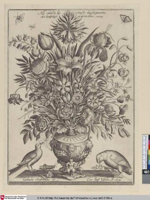[Blumenvase mit Insekten und Vögeln]