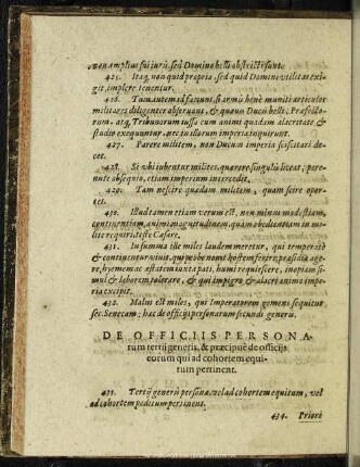 De Officiis Personarum tertij generis, & praecipue de officijs eorum qui ad cohortem equitum pertinent