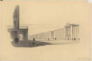 Gebäude der UFA (Universum Film AG), Potsdam-Babelsberg: Perspektivische Ansicht