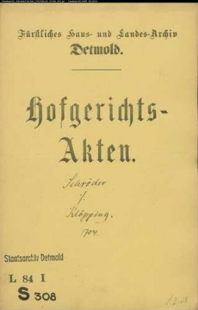 Schröder, Henrich in Horn gegen Klöpping in Heiligenkirchen - Schuldforderung