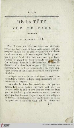 De la tête: vue de face