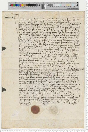 Testament des Einwohners Luteke Vlaken, besiegelt durch die Ratsmannen Did. Wulsche und Hans Witzendorpp.