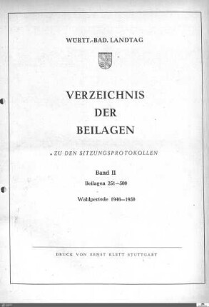 2: Landtag Württemberg-Baden, Beilagen, 1946-1950, Bd. 2