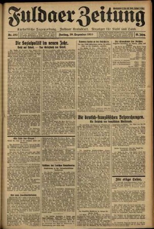 Erste Ausgabe vom Freitag, den 29. Dezember 1933.