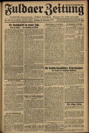 Erste Ausgabe vom Freitag, den 29. Dezember 1933.