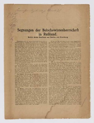 "Segnungen der Bolschewistenherrschaft in Russland."