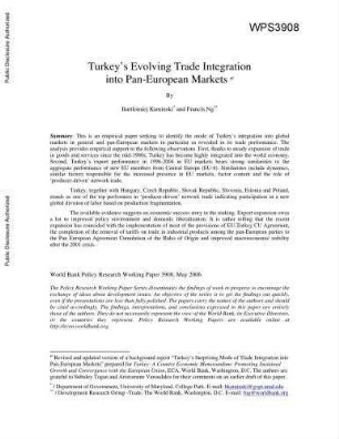 Turkey's evolving trade integration into Pan-European markets