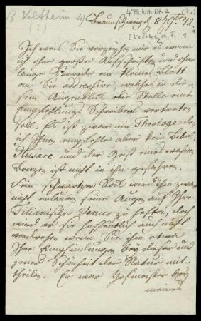 Brief von Friedrich August von Veltheim an Rudolf Erich Raspe